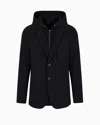 Emporio Armani Blazer With Dickey And Hood, Made Of Canneté Fabric In Black
