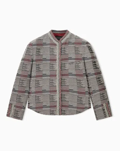 Emporio Armani Blazer With Irregular Geometry Jacquard In Regular Fit In Brown