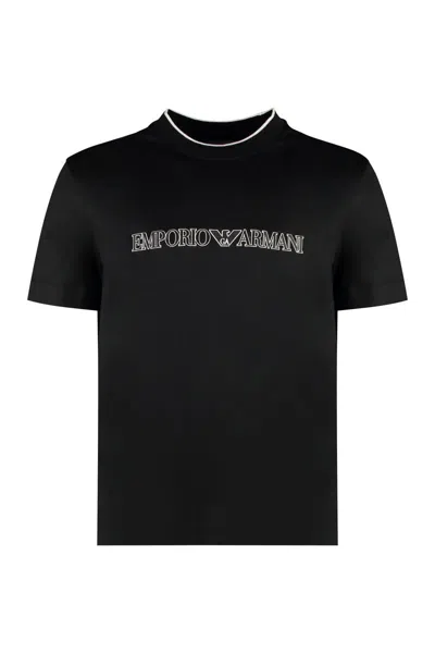 Emporio Armani Blend Cotton Crew-neck T-shirt In Black