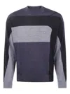 Emporio Armani Block-panel Wool Sweater In Blue