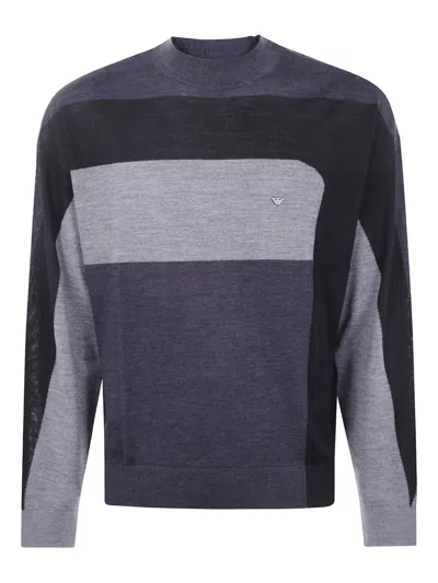 EMPORIO ARMANI BLOCK-PANEL WOOL SWEATER