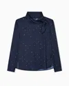 Emporio Armani Blouse À Col Foulard En Satin Avec Imprimé Pois