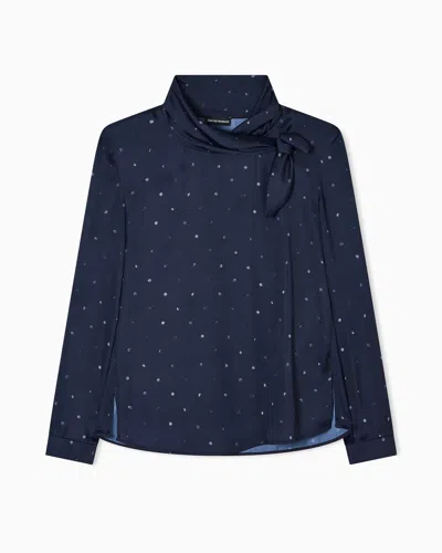 Emporio Armani Blouse À Col Foulard En Satin Avec Imprimé Pois