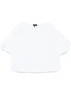 Emporio Armani Crew Neck Cotton Blouse With Short Sleeves In White