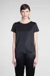 Emporio Armani Silk Blend Top With Short Sleeves In Black