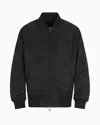 Emporio Armani Blouson Aus Nylon Mit Durchgehender Mikro-stickerei Mit Adler-motiv In Schwarz