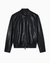 Emporio Armani Blouson In Aniline Nappa Lambskin In Black