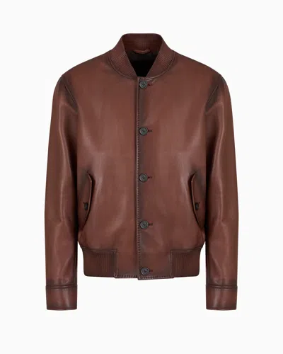 EMPORIO ARMANI BLOUSON IN SUPPLE NAPPA LAMBSKIN WITH SHADING