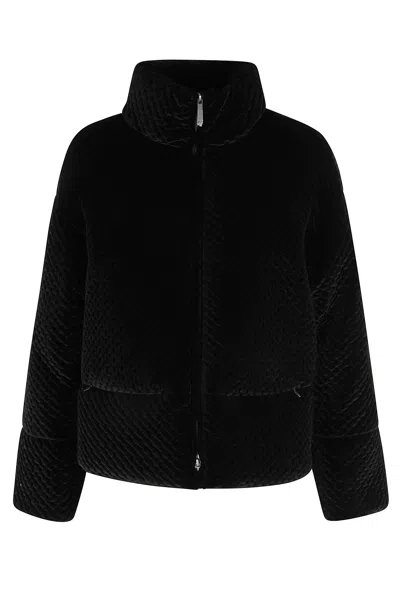 Emporio Armani Cropped Velvet Blouson Jacket In Black