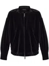 Emporio Armani Velvet Bomber Jacket In Black