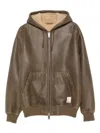 Emporio Armani Lamb Shearling Oversized-fit Blouson In Brown