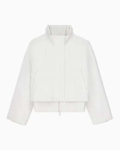 Emporio Armani Blouson Jacket In Brushed Techno Cotton With A Metal Zipper In White