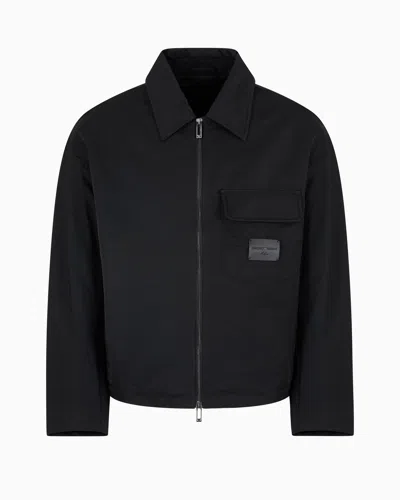 Emporio Armani Crinkle Nylon Blouson With Zip In Schwarz