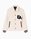 Emporio Armani Blouson With Press Studs In Wool Cloth With An Oversized Ea Patch In Neutral