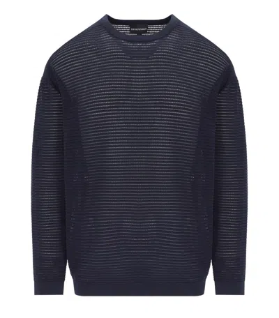 EMPORIO ARMANI EMPORIO ARMANI NAVY BLUE CREWNECK JUMPER