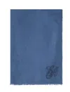 Emporio Armani Oversized Modal Stole With Ea Signature Embroidery In Blue