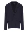 Emporio Armani Navy Blue Knitted Jacket In Blue