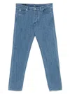 Emporio Armani Allover Logo Denim Jeans In Black