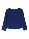 Emporio Armani Boat Neck Blue Top In Blue