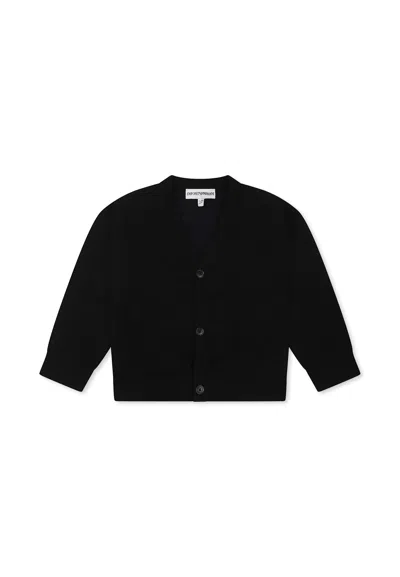 Emporio Armani Blue Cardigan For Baby Boy With Iconic Logo