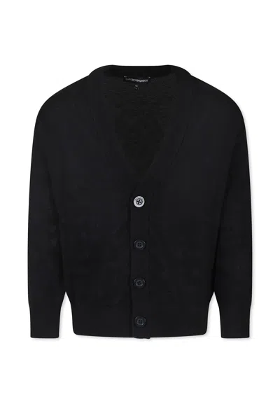 Emporio Armani Kids' Blue Cardigan For Boy With Eagle