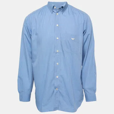 Pre-owned Emporio Armani Blue Cotton Full Sleeve Shirt M