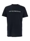 Emporio Armani Blue Crewneck T-shirt With Logo Lettering On The Front In Navy Dis 1 Embro