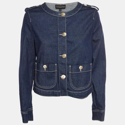 Pre-owned Emporio Armani Blue Denim Button Up Jacket M