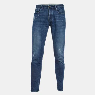 Pre-owned Emporio Armani Blue Distressed Denim Jeans M Waist 33"