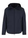 Emporio Armani Blue Down Jacket With Hood And Front Zip Closure In Tech Fabric Man In Blue