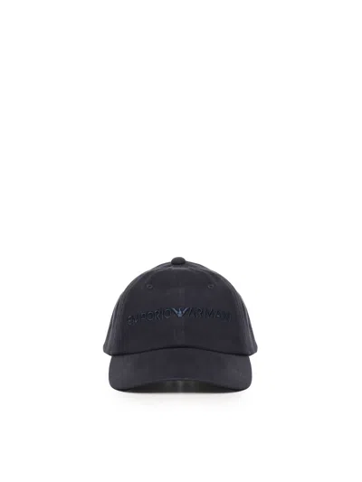 Emporio Armani Blue Embroidered Logo Baseball Cap