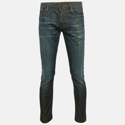 Pre-owned Emporio Armani Blue Faded Denim Skinny Jeans L Waist 34"