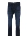 Emporio Armani Blue Five Pocket Jeans With Logo Patch On The Back In Blu