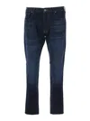Emporio Armani Blue Five Pocket Jeans With Logo Patch On The Back In Blue