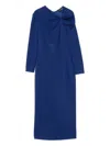 Emporio Armani Asymmetric Neckline Draped Midi Dress In Blue