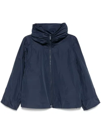 EMPORIO ARMANI BLUE HOODED BLOUSON JACKET