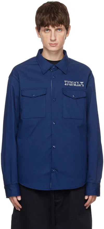 Emporio Armani Blue Insulated Jacket In Blu Atlantico