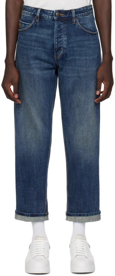 Emporio Armani Blue J69 Jeans In Denim Blue Med Rinse