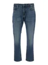 Emporio Armani Blue Jeans With Belt Loops And Logo Patch On The Rear In Blue