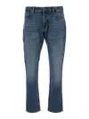 Emporio Armani Blue Jeans With Belt Loops And Logo Patch On The Rear In Blu