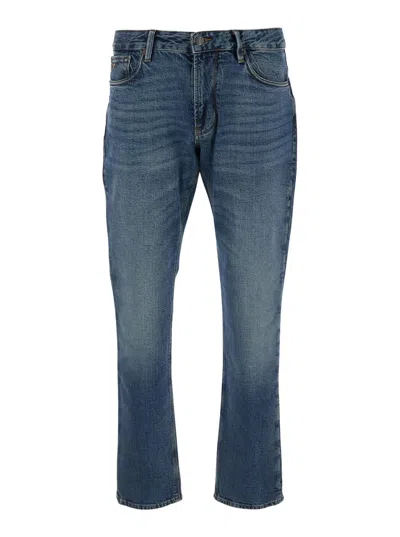 EMPORIO ARMANI BLUE JEANS WITH BELT LOOPS AND LOGO PATCH ON THE REAR IN DENIM MAN