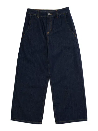 Emporio Armani Kids' Blue Jeans With Logo Patch On The Rear And Belt Loops In Denim Girl