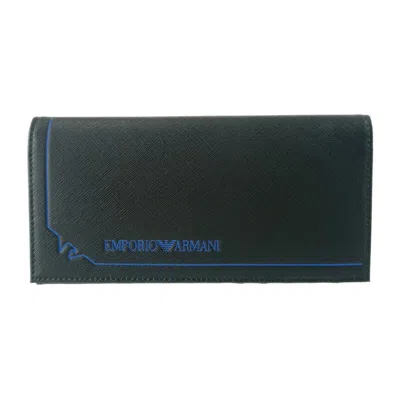 Pre-owned Emporio Armani Blue Leather Wallet (bi-fold) () In Multi