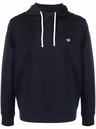 EMPORIO ARMANI BLUE LOGO COTTON HOODIE