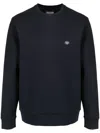 Emporio Armani Double Jersey Fabric Crew Neck Sweatshirt In Blue