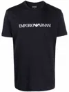 Emporio Armani Cotton Crew Neck T-shirt In Blue