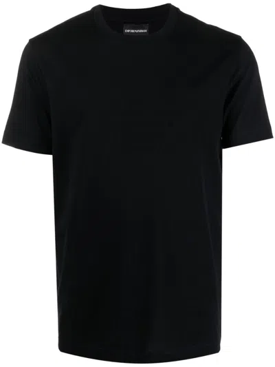 Emporio Armani Blue Logo Cotton T-shirt In Black