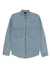 Emporio Armani Denim Cotton Shirt In Blue