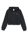 Emporio Armani Cotton Zipped Hoodie In Black
