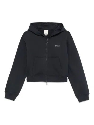 EMPORIO ARMANI BLUE LOGO ZIPPED HOODIE
